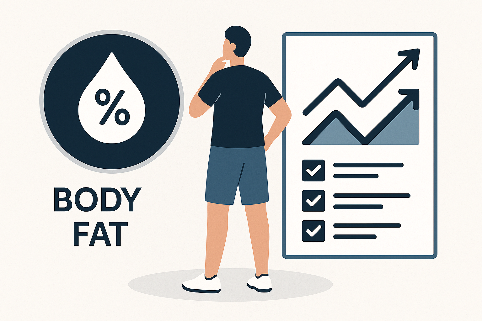 Editorial illustration about uncertainty and progress clarity in a fitness check-in flow.