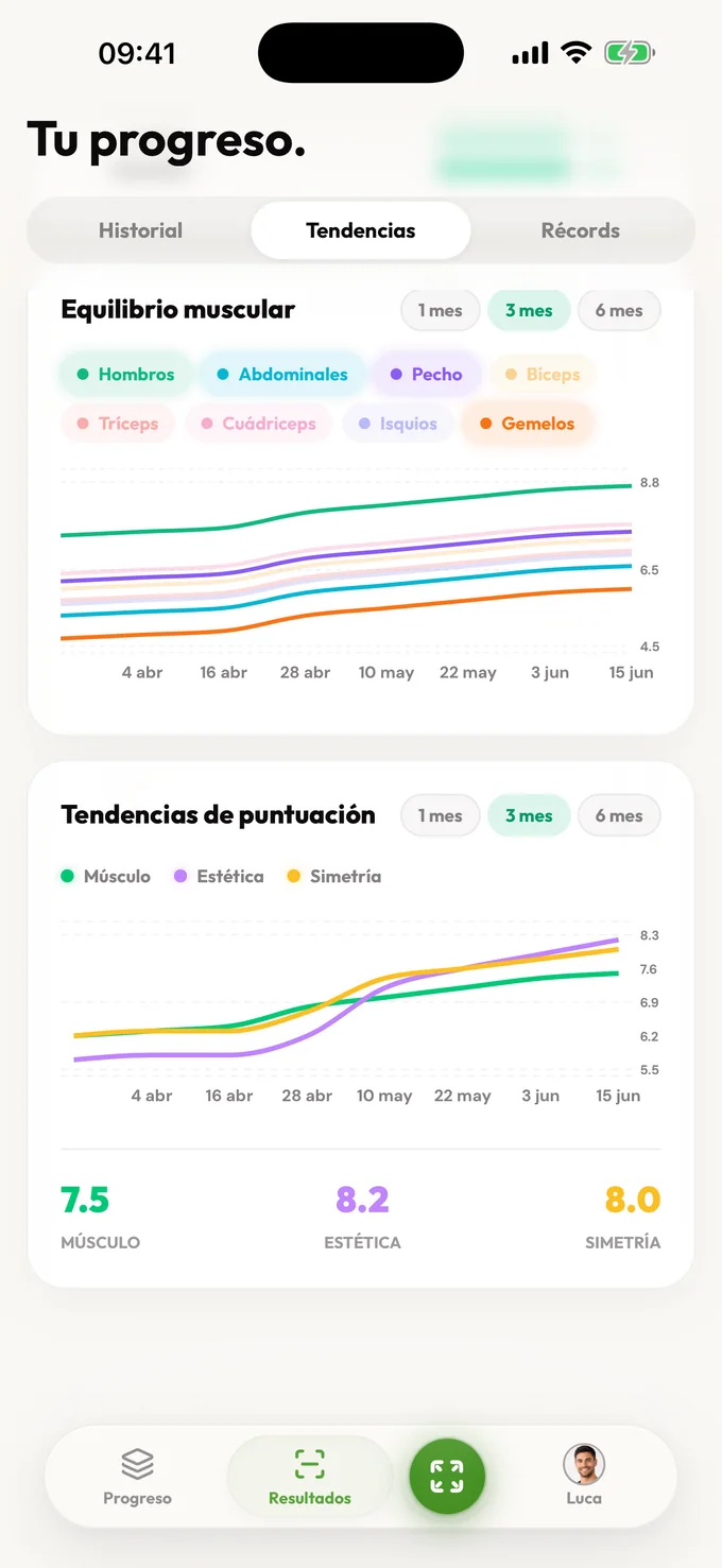 Fotos de progreso con contexto. Registra, compara y entiende.